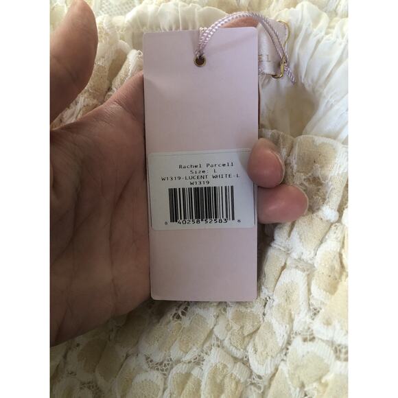 Rachel Parcell Smocked Lace Tiered Dress Large Ruffle NWT White/Off White. BB - Picture 8 of 10